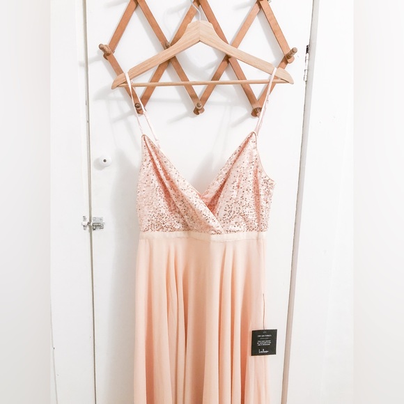 NWT Lulus Memorable Mystique Champagne Sleeveless Sequin Maxi Dress - Picture 6 of 16